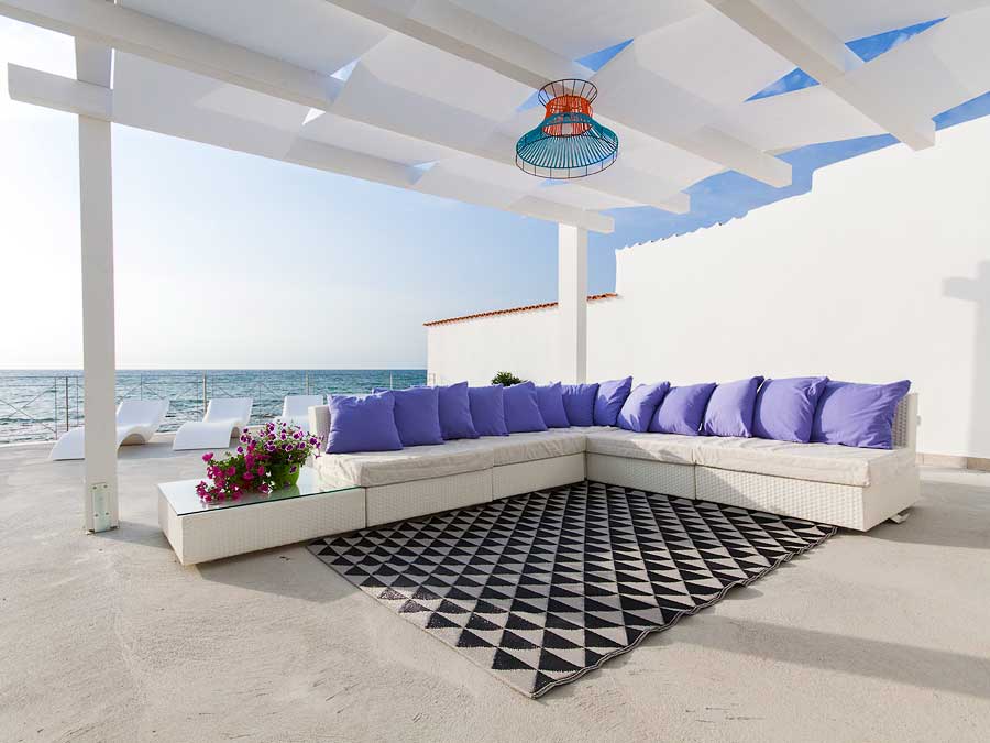 The outdoor furniture on the terrace of Villa Capone